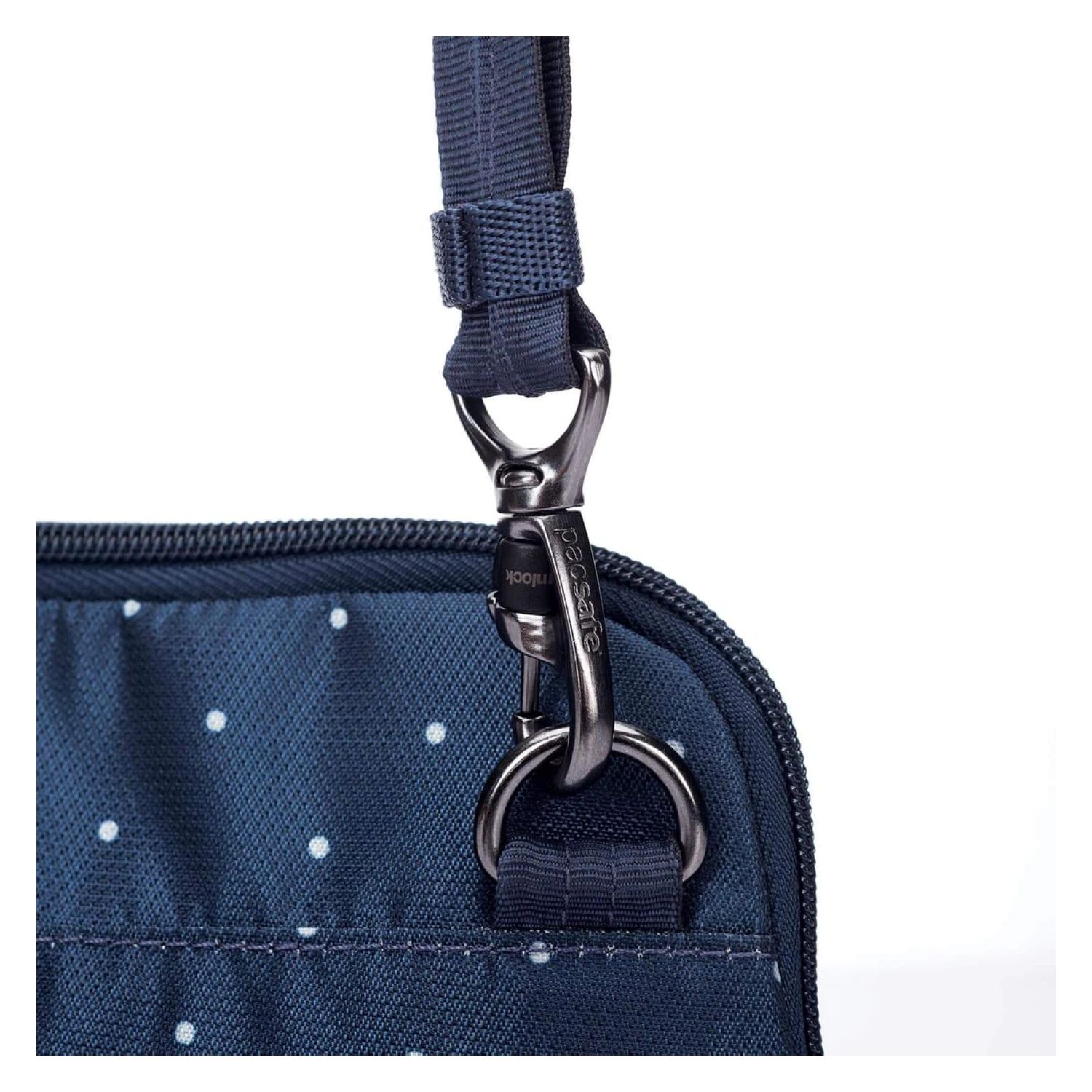 Pacsafe Daysafe Anti-Theft Slim Crossbody Bag (Navy Poka Dot) - Seager Inc